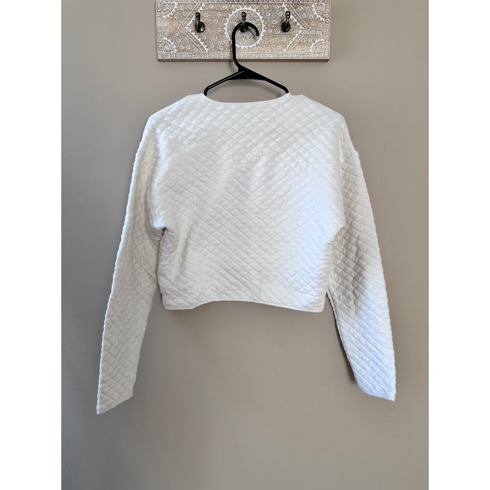 Banana Republic Cream Quilted Pullover Crewneck Cropped Top - Picture 2 of 4